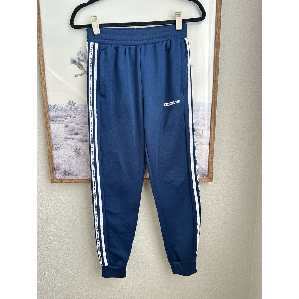 adidas Originals Blue Track Pants Youth L 13-14Y Trefoil 3 Stripe Joggers